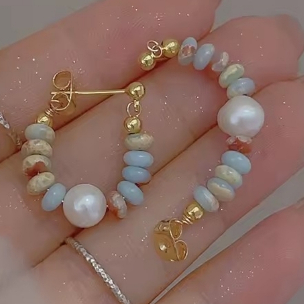 GIFTED!Natural Stone Pearl Beaded Earrings - Picture 3 of 3